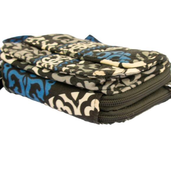 VERA BRADLEY Canterberry Cobalt Zip Around Wallet Clutch Wristlet Crossbody - Picture 4 of 7